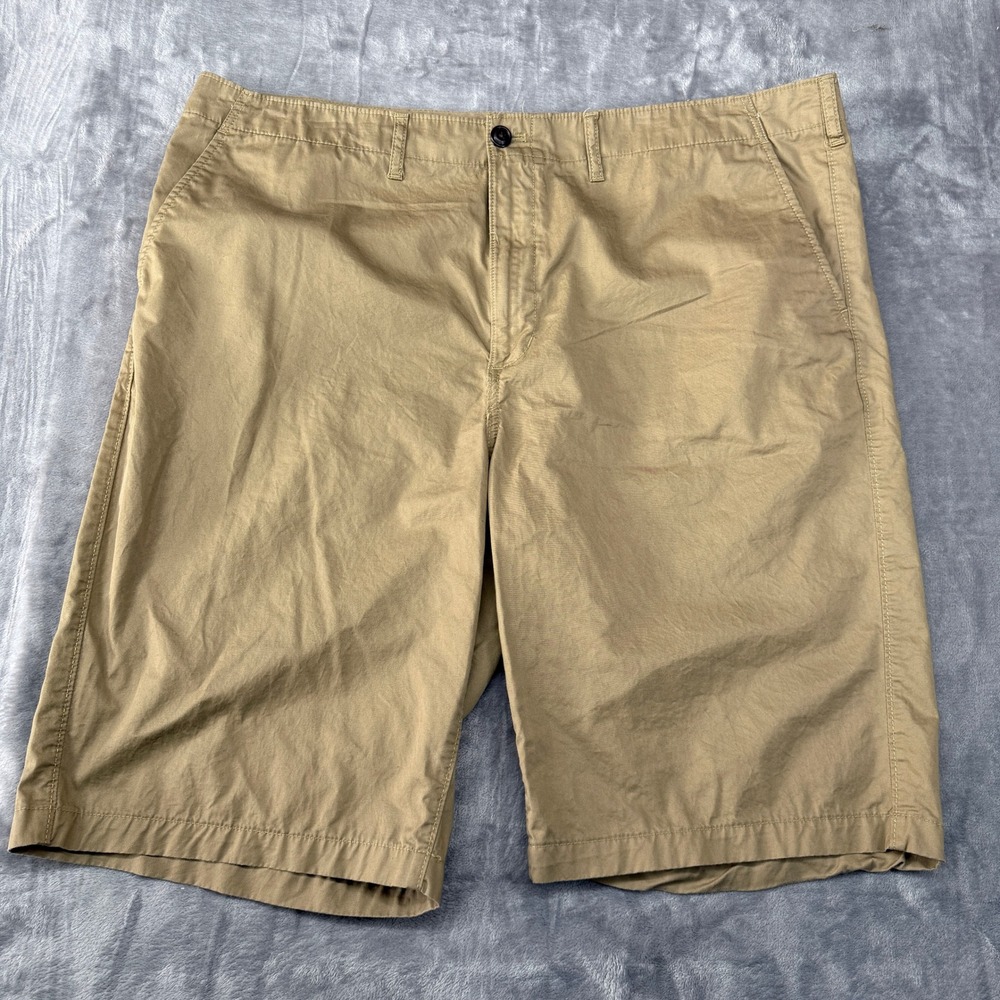 Eddie Bauer Chino Shorts Mens Size 44 Khaki Tan Cotton Flat Front Inseam 10